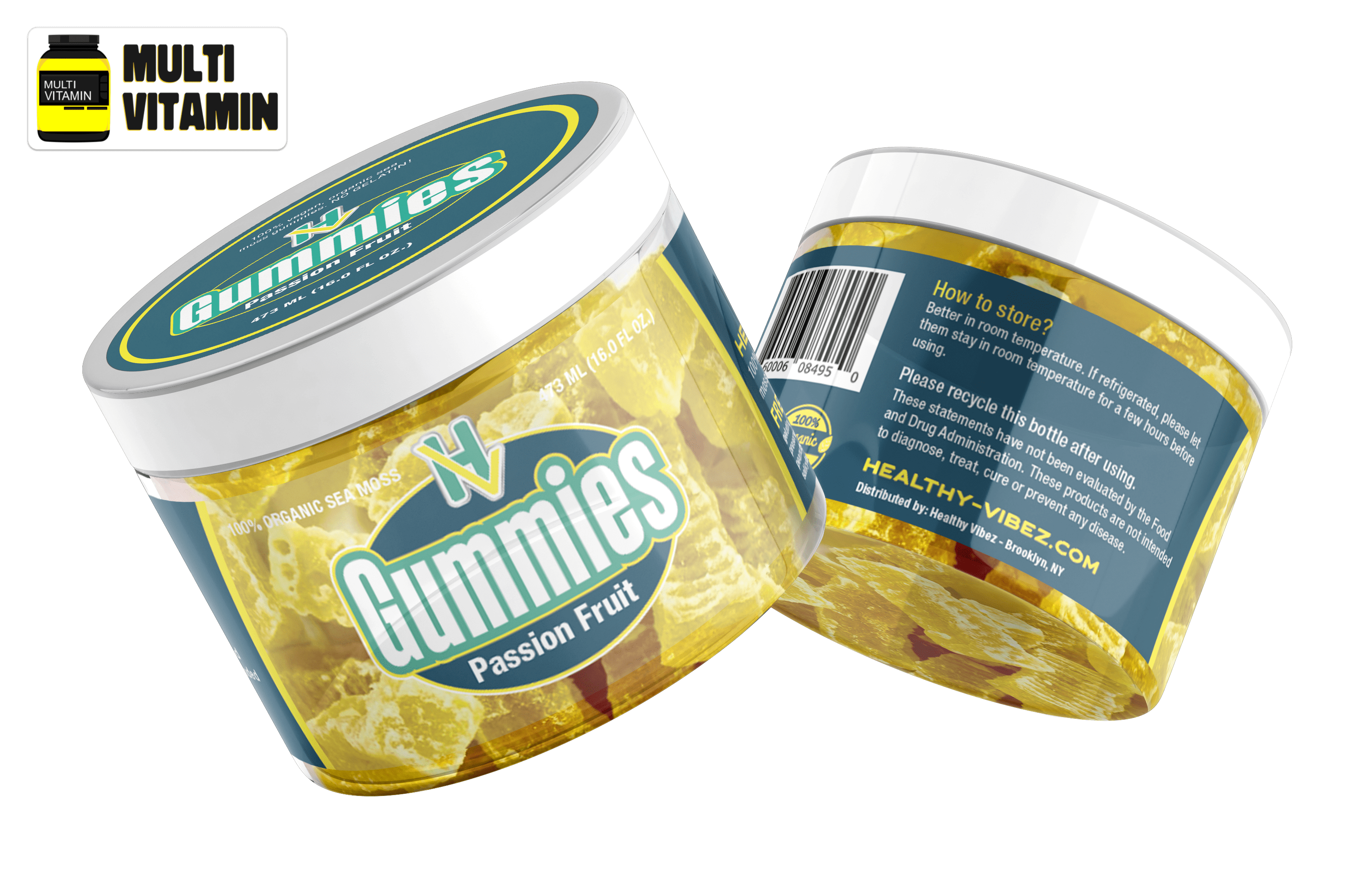 Gummy Vibe - Organic Sea Moss Gummies - Vegan Sea Moss Supplement - 60 Pcs Dietary Supplement - Superfood Seamoss Gummy - healthyvibezshop